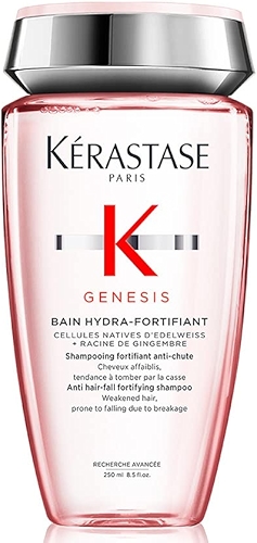 Kérastase Genesis Bain Hydra-Fortifiant Shampoo, Tratamento Fortificante Antiqueda por Quebra para Cabelos Finos e Oleosos, com Flor de Edelweiss e Raiz de Gengibre, 250ml