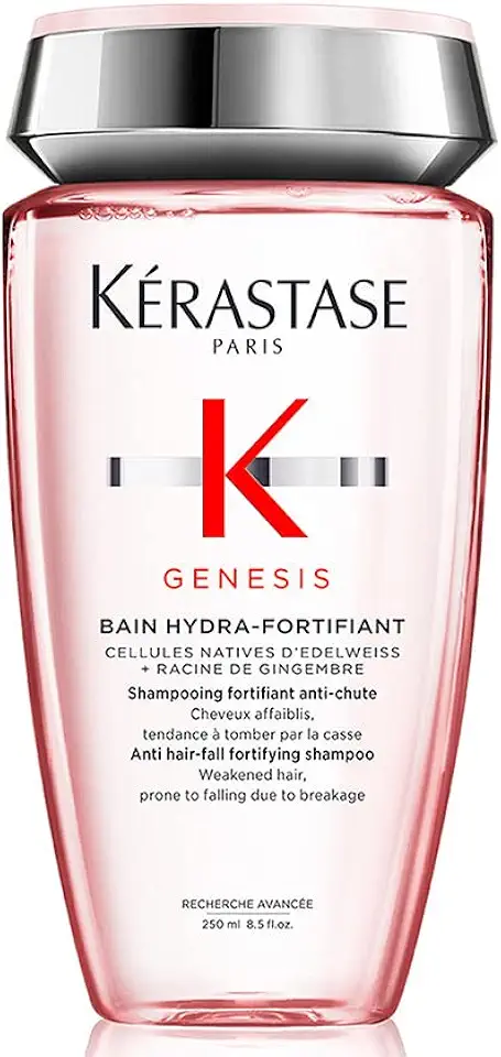 Kérastase Genesis Bain Hydra-Fortifiant Shampoo, Tratamento Fortificante Antiqueda por Quebra para Cabelos Finos e Oleosos, com Flor de Edelweiss e Raiz de Gengibre, 250ml