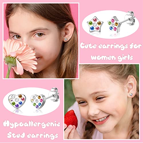 Yadoca 21Pairs Hypoallergenic Surgical Steel Stud Earrings For Women Girls Tiny Cute Cz Pearl Heart Moon Star Butterfly Flower Earrings Studs Set Piercing Jewelry Gift #TOP3