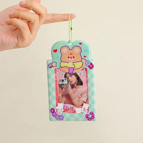 Miniatura 7 de Generic Portatarjetas de fotos de ídolo de conejo de dibujos animados amarillo, precioso álbum de fotos de 3 pulgadas con llavero de cadena,