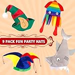 18 PCS Novelty Party Hats and Funny Glasses Pack for Photo Booth Props, 9 Assorted Funny Hats, 9 Fun Sunglasses Props, Crazy Party Hat, Fun Costume Hat Glasses Accessories for Adults - Image 2