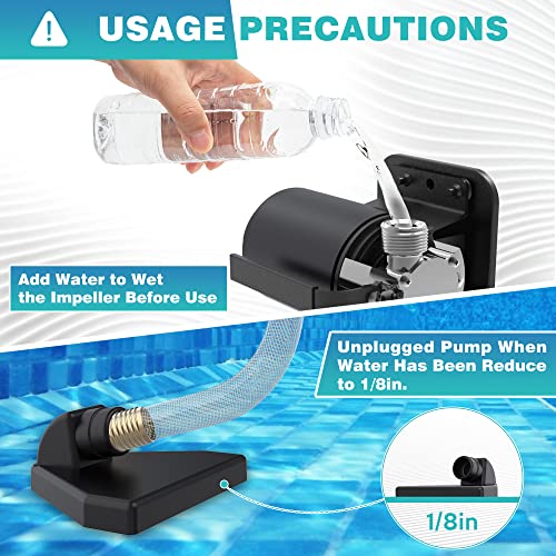 Acquaer Water Transfer Pump 115V 1/10 Hp Portable Electric Utility Water Pump With Suction Hose Kit, Low Suction Water Removal For Water Beds, Pools, Rain Barrel, Aquariums #TOP3