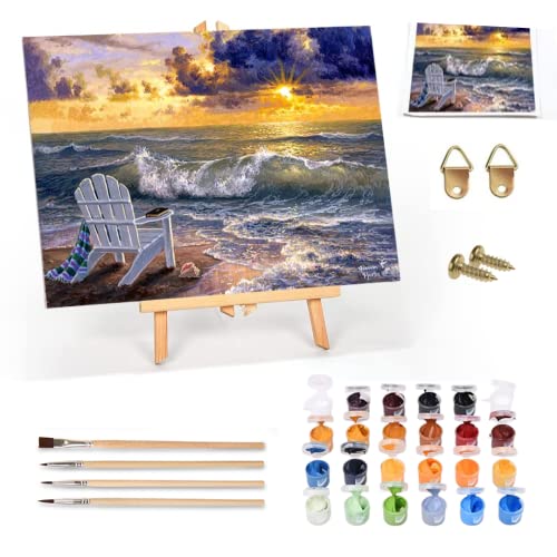Ledgebay DIY Paint by Numbers Kit for Adults Framed Canvas: Beginner to Advanced Paint by Numbers Kit, Kits Include Acrylic Paint Set Brushes Tabletop Easel (Be Still 12" x 16" Framed)