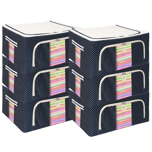 24 Ltr storage bag Foldable Steel Frame Cloths Zip Organizer Bag and Oxford Fabric Storage Living Cover Boxes For Wardrobe Organizer Shelves Clothes, Sarees, Bed Sheet, Blanket