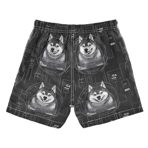 senya Shiba Dog Black Boys Swim Trunks Toddler Shorts Swimwear Boardshorts2