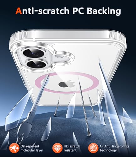 Image of FNTCASE for iPhone 17 Case Clear: Magnetic Phone Cases Compatible with Magsafe Slim Anti Yellowing Military Grade Drop Protection Rugged Shockproof Protective Transparent Cell Cover (C-A Pink)