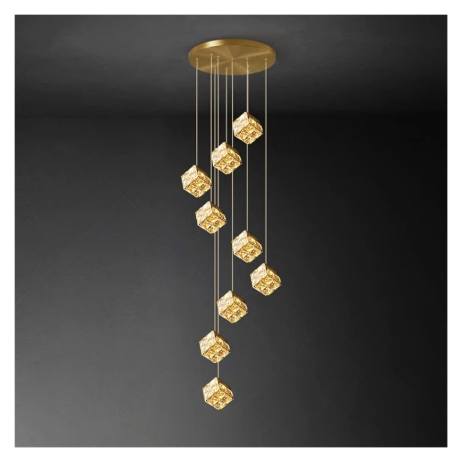 ZTCHSENZT Crystal Chandelier Gold Stainless Steel for Hotel Hall Parlor Dining Room Bedside Lighting Fixture,Changeable-9 Lights
