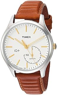 Timex Men's TW2P94700 IQ+ Move Activity Tracker Caramel Brown Leather Strap Smartwatch