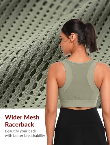 Image of Yvette Front Closure Sports Bras for Women High Support Large Bust Supportive Sports Bra High Impact for Running,Green,4XL+