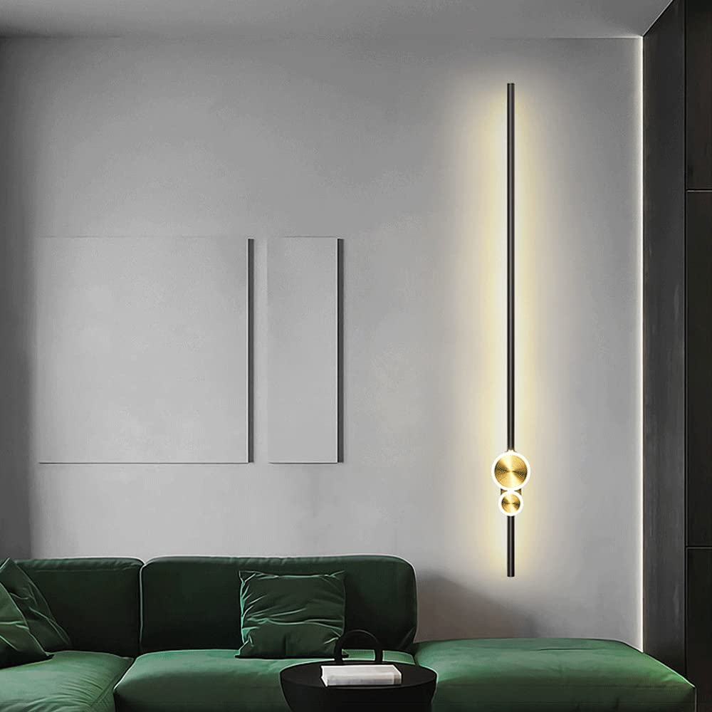 Lámpara de pared LED de tira larga, lámparas de aplique de pared LED de tubo lineal moderno Lámpara de pared de metal para dormitorio, escaleras, pasillo, lámparas decorativas de pared de fondo de sof