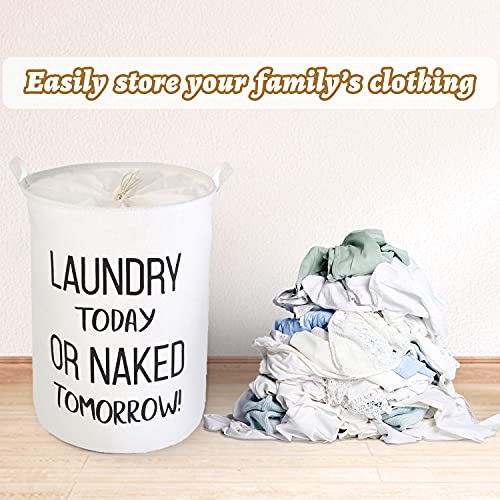 LessMo 17.7 Kordelzug Wäschekorb Lagerung Sorter, Pop-Up Wäschekorb Faltbar, wasserdichte Runde Baumwolle Leinen für Schlafzimmer Lagerung Baby Kleidung Spielzeug