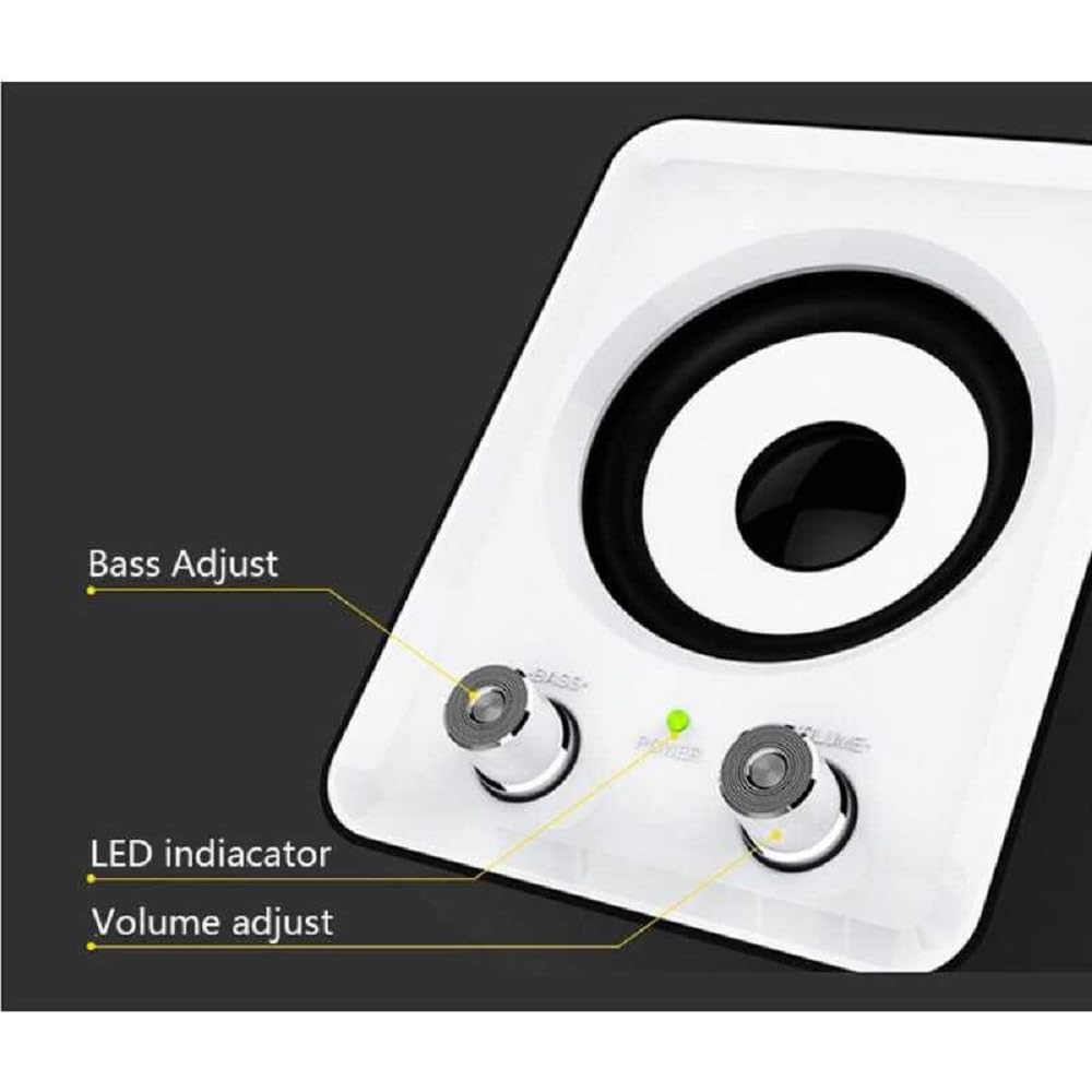 SW-202 - Sistema di altoparlanti USB 2.1 con controllo volume, colore: bianco e nero