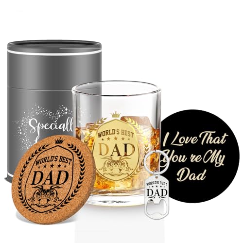 Yalucky Dad Birthday Gifts Personalised Whiskey Glass Gifts for Men Christmas Birthday Gift for Dads from Daughter and Son Presents for Daddy Wine Glass Fathers Day Gift for Dad