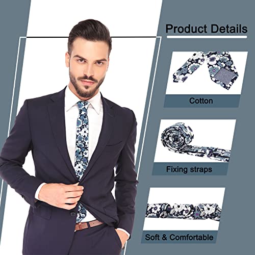 Image of Mantieqingway Men's Cotton Floral Neck Tie 2.56'' Printed Skinny Tie