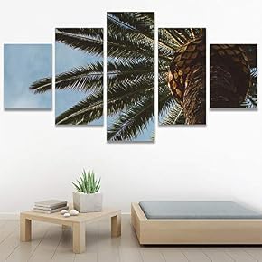 SIGNWIN 5 Panel Canvas Wall Art Tree Against...