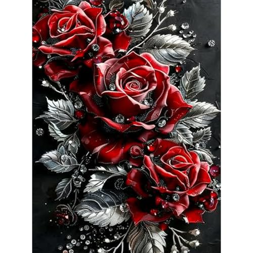 RICUVED Fleur Kit de Broderie Diamant Abeille 5D DIY -Rose Diamond Painting pour Adultes et Débutants, Peinture Diamant Complète avec Strass Brillants Débutants...