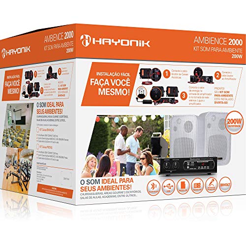 Kit Som Ambiente 200W Musical, Hayonik, Ambience 2000 Branco Bluetooth, 20 W