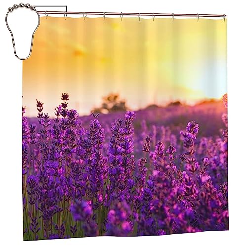 Rideau de douche imperméable lavande anti-moisissure en polyester moderne pour baignoire - 2