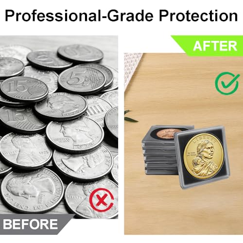 50 estuches ajustables acrílicos para monedas con esponjas 17.5-40mm miniatura 4