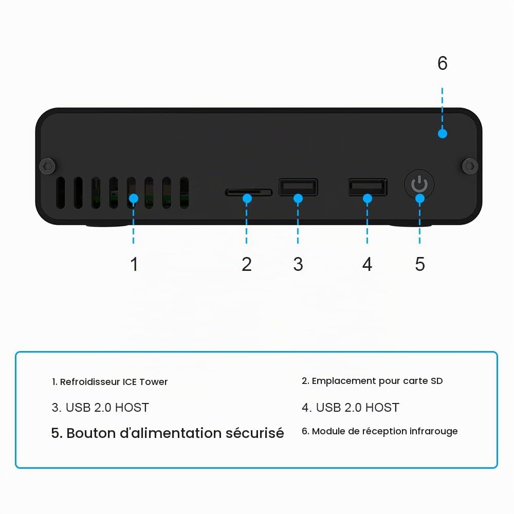 GeeekPi DeskPi Pro Set-Top Box pour Raspberry Pi 4 - Prise en Charge SSD, HDMI Pleine Taille, Alimentation/Réinitialisation Sécurisée, Ice Tower Cooler, Raspberry Pi Alimentation