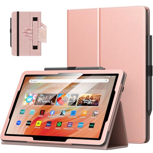 Image of MoKo Case for 10.1 inch Amazon Kindle Fire HD 10 & 10 Plus Tablet(13th /11th Generation, 2023 /2021 Release), Slim Folding Stand Cover with Auto Wake /Sleep, Rose Gold