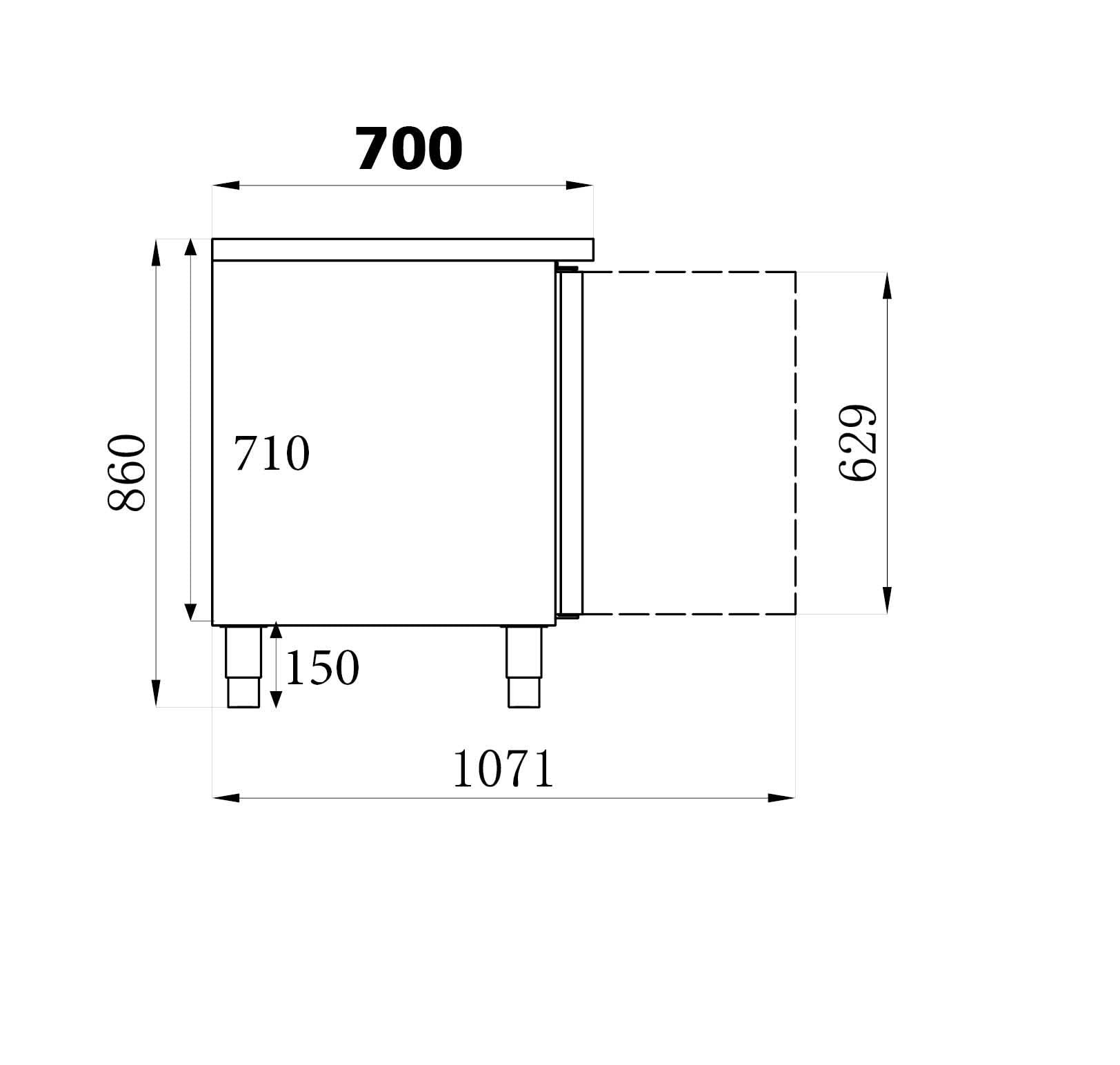 CombiSteel Table réfrigérée 700 positive - 4 portes R600aRvs Aisi 2014 PortesPleine