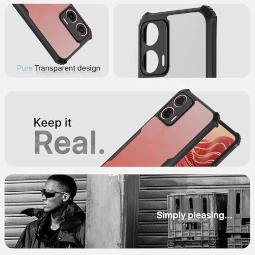Image of Pikkme Crystal Clear Transparent Back Cover | Ultra Hyrbid | Full Camera Protection | Raised Edge | Bumper Case for Moto G35 5G (Black)