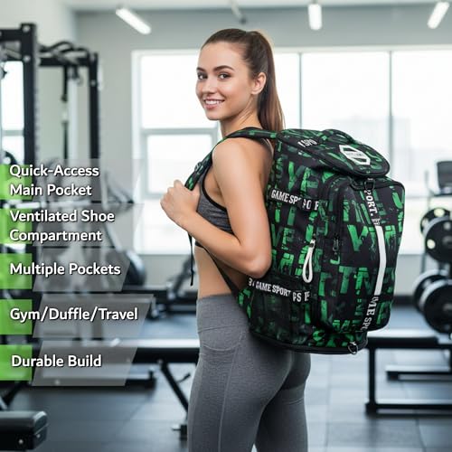 Image of SDTAME Gym Duffel Backpack with Shoe Pocket & Laptop Sleeve