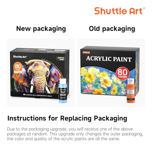 80-Colors-Acrylic-Paint-Shuttle-Art-Acrylic-Paint-set-with-12-Paint-Brushes-2oz60ml-Bottles-Rich-Pigmented-Water-Proof-Premium-Paints-for-Artists-Beginners-and-Kids-on-Canvas-Rocks-Wood-Ceramic