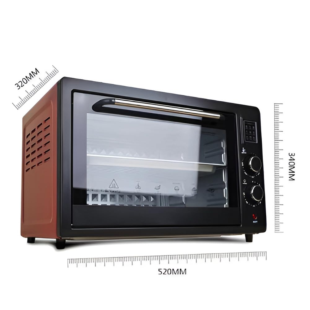Mini piekarnik 48 l, elektryczny piekarnik do pizzy, domowy wypiekacz do chleba z blachą do pieczenia i rusztem, z timerem 30-minutowym i regulacją temperatury 70–230 ℃