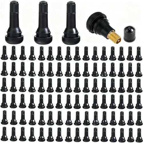 YSIL 150PCS TR413 Tire Valve Stems Tubeless Rubber Snap-in Valve Stems Black Standard Length Replacement Tool for Car Tubeless Rim Holes
