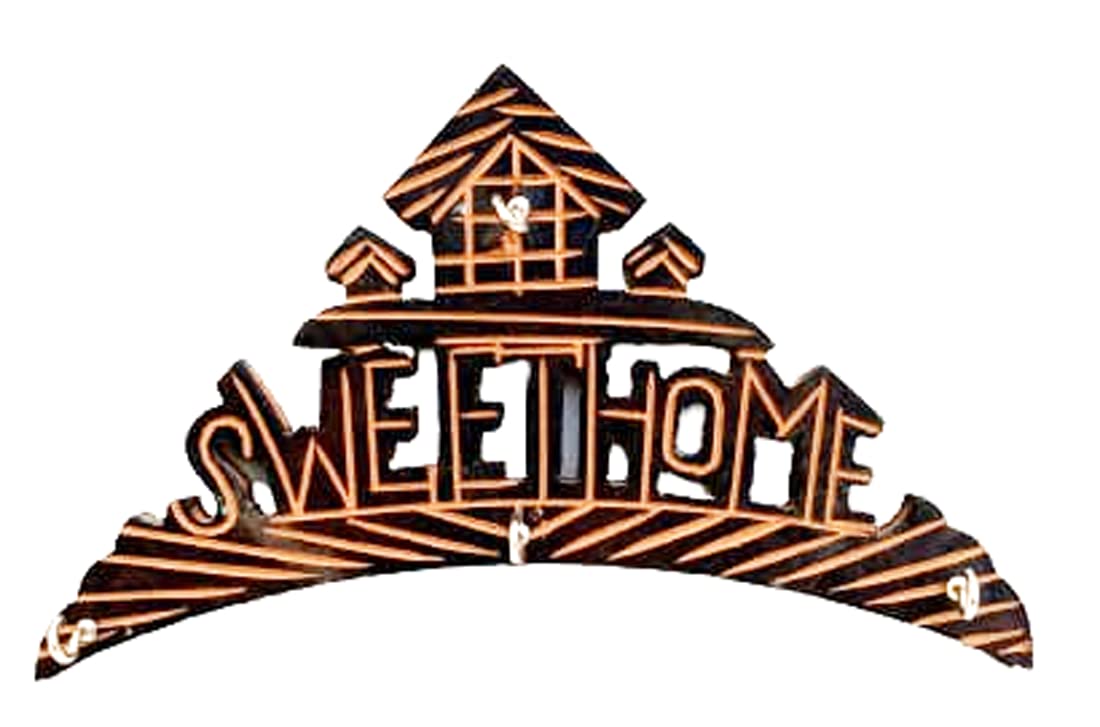 Mii Art Artworks Key Holder for Home | Wooden Key Stand for Wall | Key Hanger 4 Hooks(Size 15 x 24cm,Large) Pack of 1pcs