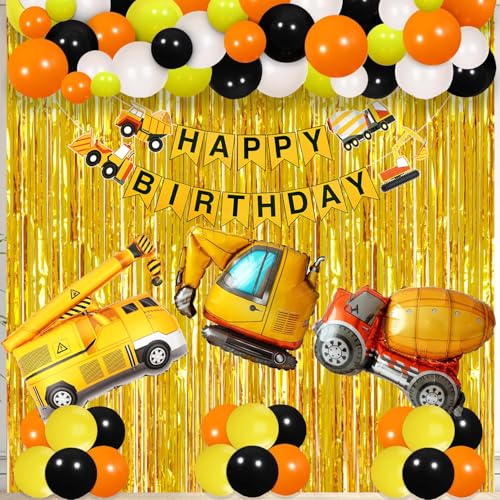 Image of Rozi Decoration Construction Theme Birthday Backdrop Decoration Items Set of 45 Pcs | Truck Theme Birthday Decoration Items for Kids, Boy & Girl Bday Decor