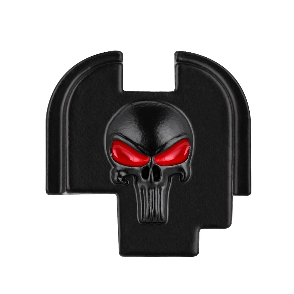 3D Aluminum Rear Cover Slide Back Plate for 9mm/.40 Springfield XD-S and XDS MOD.2 Accessories, Black Skull Red Eyes