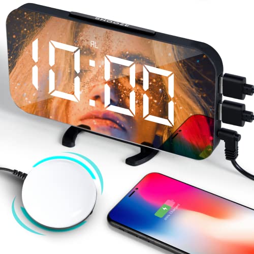 tEEZErshop Sveglia con vibrazione, sveglia rumorosa con luce notturna per sordi, audiolesi, dormitori profondi | 3-Step Dimmable and Auto Dimmable Alarm Clock Digital | USB Charging Port | Snooze Mode