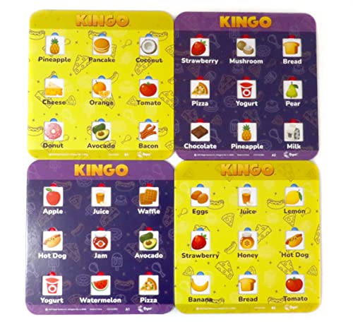 Regal Games - Kingo - Kids’ Bingo Set - Includes 4 Boards, 24 Calling Cards - Creative Learning, Mental Development - Food - Ideal For 2-4 Players, Ages 3+ #TOP6