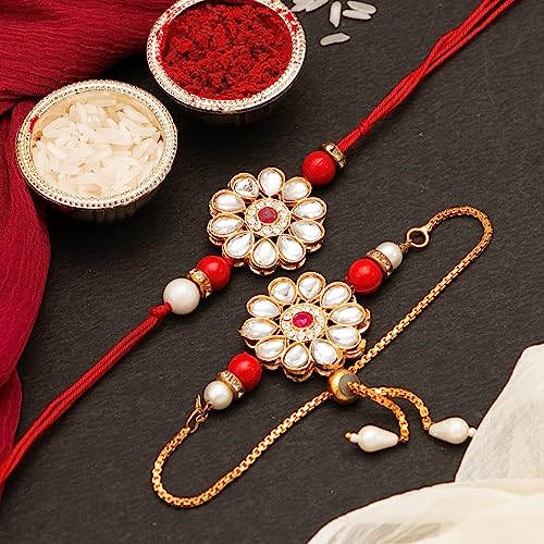 Image of CraftVatika Rakhi Mug Gift Combo for Brother Bhaiya Bhabhi - Premium Couple Pair Rakhi with Printed Mug Gift, Rakhi Set of 2