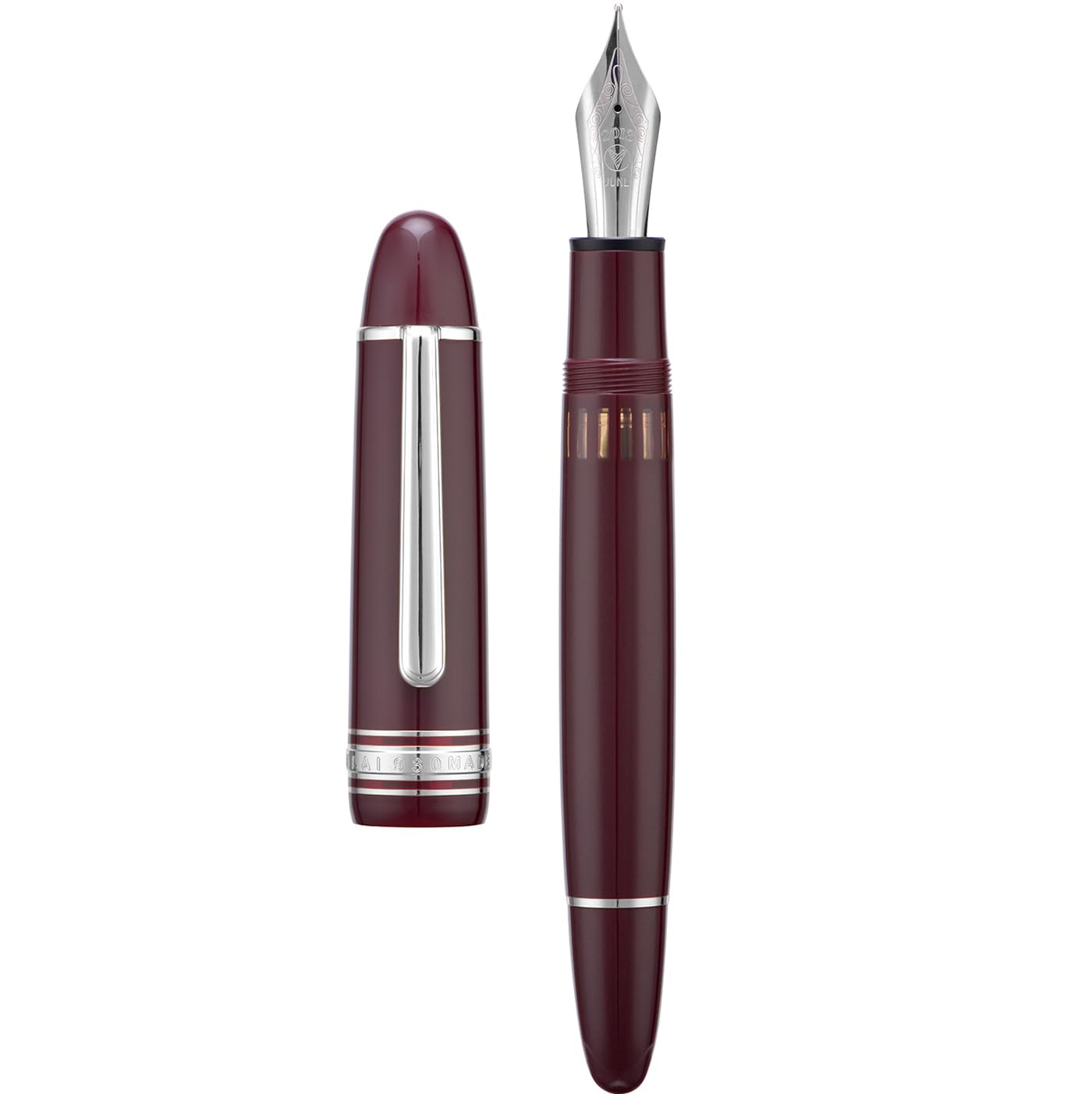 Piston Pluma estilográfica F/M/B, bolígrafo de regalo de resina negra y roja con llave, bolígrafos de negocios, bolígrafos de papelería para oficina para estudiantes (rojo plateado, F)