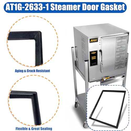 Image of AT1G-2633-1 Steamer Door Gasket Replacement Compatible with Accutemp 208D6-300 E62083D100, 18.5″x13.8″ AT1G26331 Commercial Steamer Door Seal for Evolution SNH Series 6 Pan Steamers