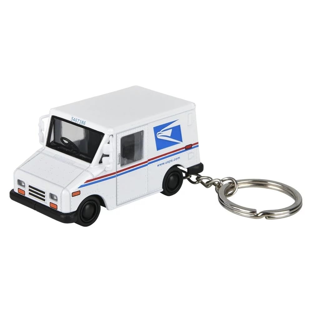 Zugar Land Diecast Pull Back Mini Postal Mail Carrier Truck Keychains (1 Pack) (2.5