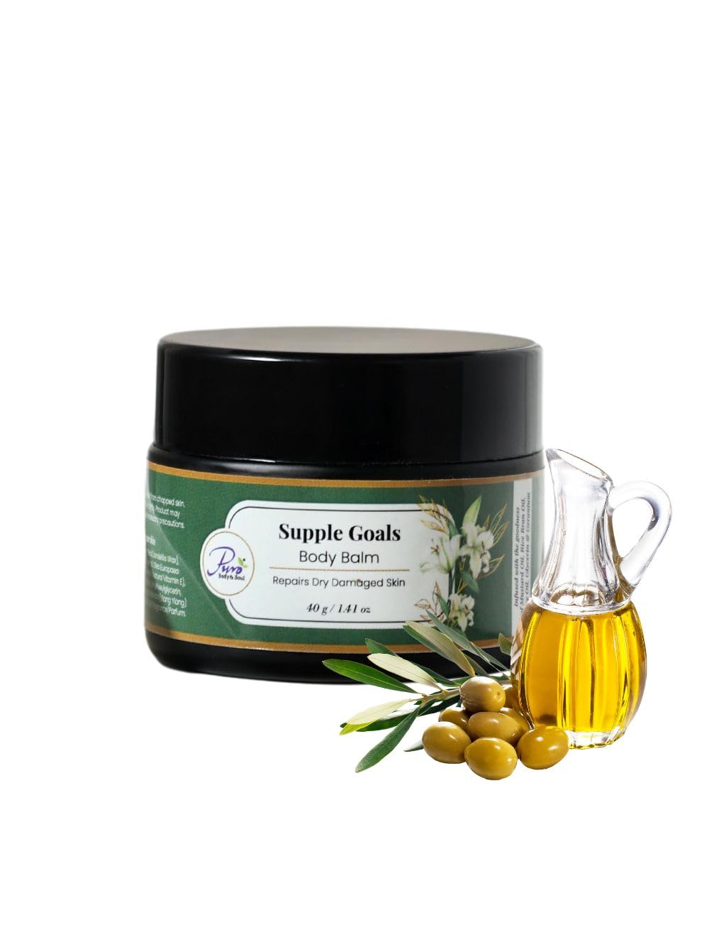 Puro Body & Soul Sandalwood Supple Goals Body Balm | For Dry Skin & Cracked Heels | 40g Healing Jar | Nourishing Treatment with Natural Oils | Soothes & Repairs Skin