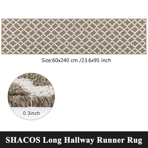 SHACOS Läufer Flur rutschfest 60x240 cm, Teppichläufer waschbar, Braun – Ansicht 6