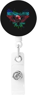 ZVPLOVJ Eagle Azerbaijan Flag Retractable Badge Holder with Alligator Clip, 23" Strong Nylon Cord, Key Ring for Nurse, Teacher, Office