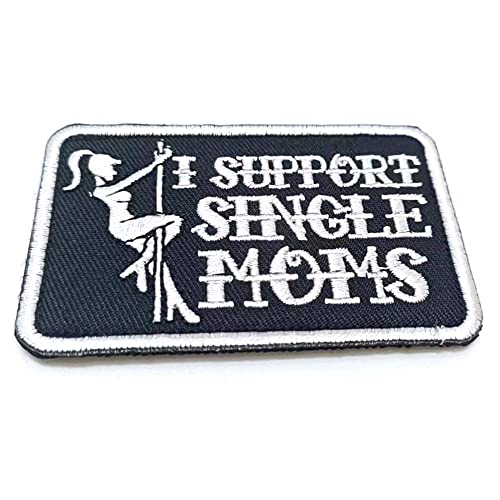 ewkft I Support Single Moms Embroidery Patches Hook & Loop Patch for Clothes Hat (B)