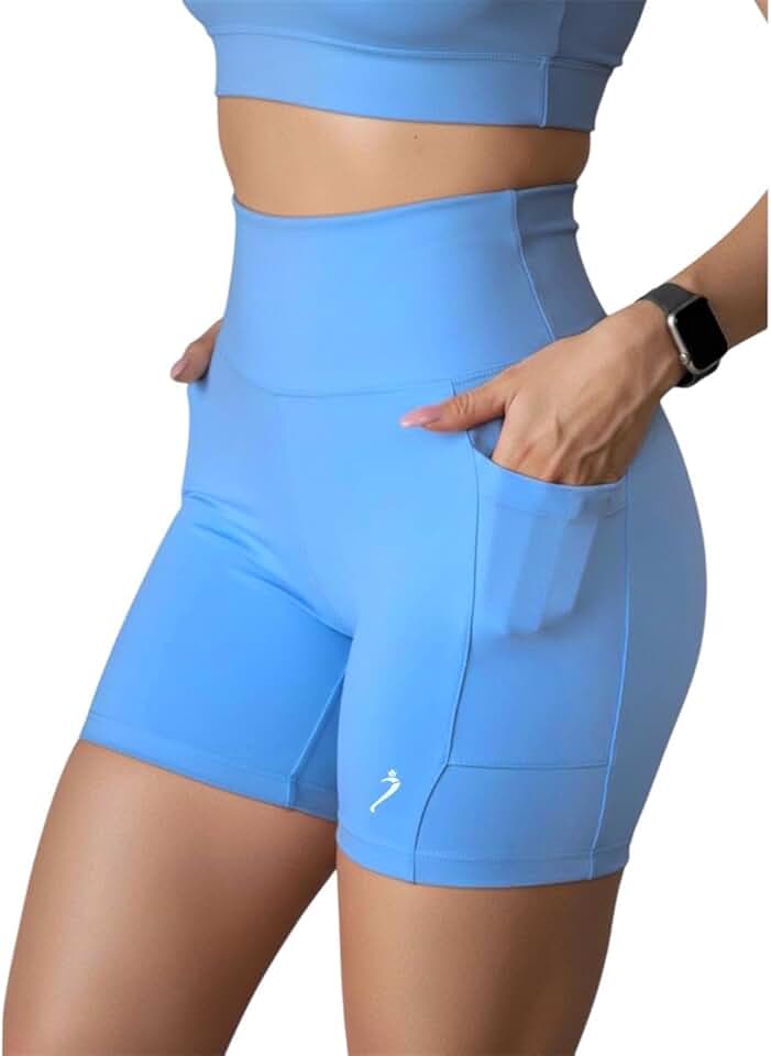Short Fitness Compressão Corrida com Bolso para Academia Feminino Cós Alto Drisheer