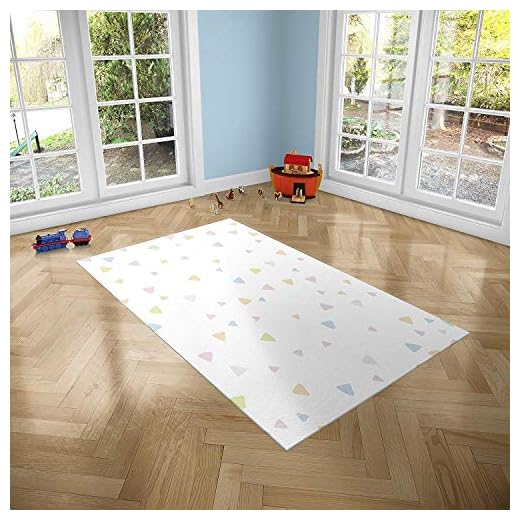 Oedim Alfombra Infantil Triángulos de Colores para Habitaciones PVC | 95 x 165 cm | Moqueta PVC | Suelo vinílico | Decoración del Hogar | Suelo Sintasol | Suelo de Protección Infantil |