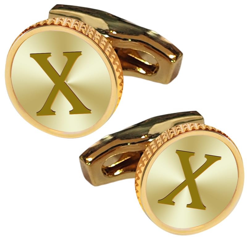 Mancuernillas clásicas de letra para hombre en cobre dorado miniatura 1