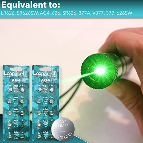 20 pilas Alcalinas LOOPACELL AG4 LR626 377 1.5V para reloj miniatura 6
