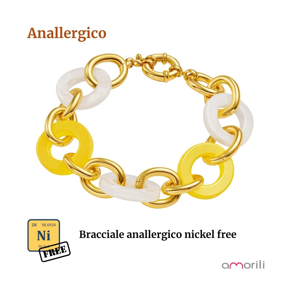amorili Bracciale Donna Colorato in Resina e Bronzo Dorato | Braccialetto Estivo Elegante Artigianale Fatto a Mano | Gioiello di Design Chic Idea Regalo Originale bcc1087b