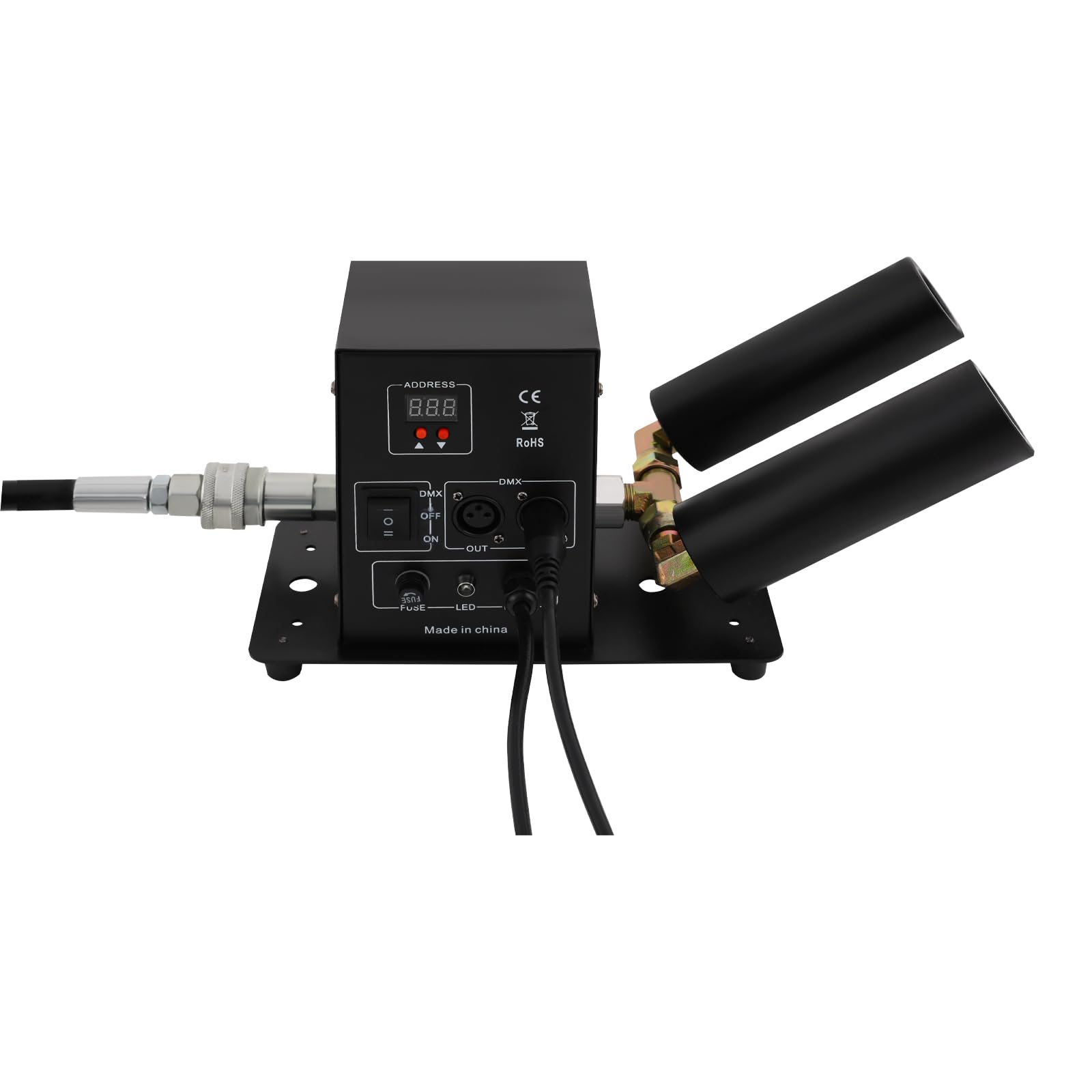qudkdhs 2 Head Co2 Jet Machine with LED Lights, Adjustable Angle DMX 512 Control Co2 Fog Machine for DJ Concerts Parties Birthday Wedding